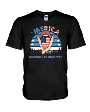 Merica Kicking ss Since 1776 V-Neck T-Shirt tile