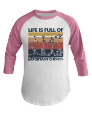 Yoga Life Is Full Of Important Choices Baseball Tee tile