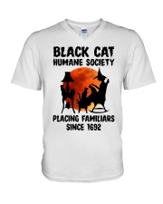 Black Cat Humane Society Placing Familiars V-Neck T-Shirt tile