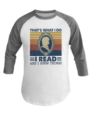 I Read and I Know Things Summer Vintage Baseball Tee tile