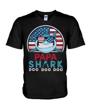 Vintage Papa shark doo V-Neck T-Shirt tile