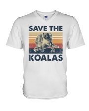 Retro vintage Save the koalas V-Neck T-Shirt tile