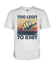 Too Legit To Knit V-Neck T-Shirt tile
