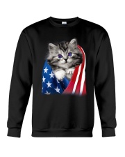 Cat American Flag Crewneck Sweatshirt tile