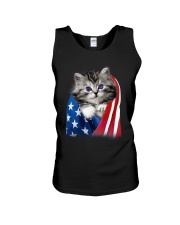 Cat American Flag Unisex Tank tile