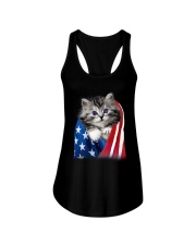 Cat American Flag Ladies Flowy Tank tile