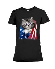 Cat American Flag Premium Fit Ladies Tee tile