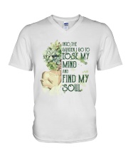 Into the garden I go V-Neck T-Shirt tile