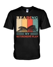 Reading My Retirement Plan V-Neck T-Shirt tile