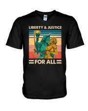 LGBT Liberty Justice For All V-Neck T-Shirt tile