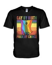 LGBTQ Pride Gay By Birth Proud By Choice V-Neck T-Shirt tile