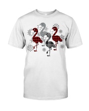 Christmas tartan flamingo Classic T-Shirt tile