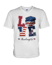 Reader Lovelife Happy Independence Day V-Neck T-Shirt tile