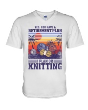 Knitting I Do Have A Retirement Plan V-Neck T-Shirt tile