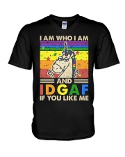 LGBTQ Pride I Am Who I Am And IDGAF V-Neck T-Shirt tile