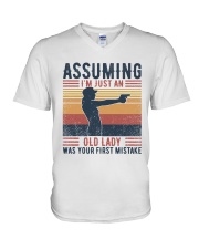 Assuming I'm just an old lady V-Neck T-Shirt tile