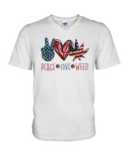 Peace Love Weed V-Neck T-Shirt tile