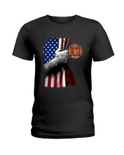 Independence Day Firefighter Flag Ladies T-Shirt tile