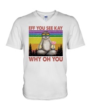 LGBTQ Pride Sloth Eff You See Kay Why Oh You V-Neck T-Shirt tile
