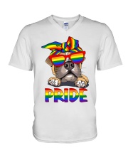 Pride LGBT Gay Be Lesbian Boxer Funny V-Neck T-Shirt tile