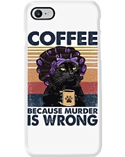 Black Cat Coffee Because Murder Is Wrong Phone Case tile