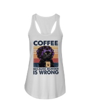 Black Cat Coffee Because Murder Is Wrong Ladies Flowy Tank tile