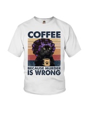 Black Cat Coffee Because Murder Is Wrong Youth T-Shirt tile