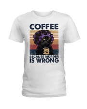 Black Cat Coffee Because Murder Is Wrong Ladies T-Shirt tile