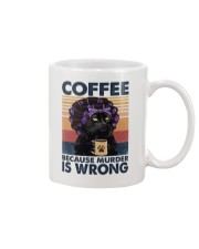 Black Cat Coffee Because Murder Is Wrong Mug tile