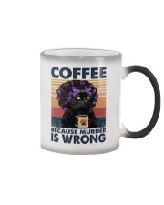 Black Cat Coffee Because Murder Is Wrong Color Changing Mug tile
