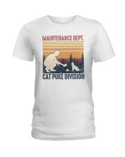 Summer Vintage Maintenance Dept Cat Puke Division Ladies T-Shirt tile