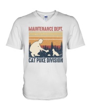 Summer Vintage Maintenance Dept Cat Puke Division V-Neck T-Shirt tile