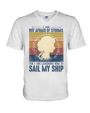 I am not afraid of storms V-Neck T-Shirt tile