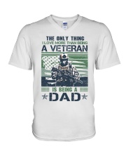 I love more than being a veteran is being a dad V-Neck T-Shirt tile