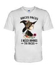 Hocus pocus I need books to focus V-Neck T-Shirt tile