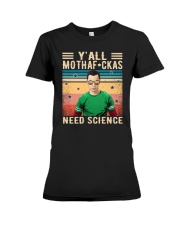 Y'all Mothafckas Need Science Sheldon Cooper Premium Fit Ladies Tee tile