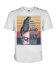 I just want to read my book V-Neck T-Shirt tile