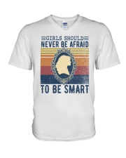 Girls should never be afraid to be smart V-Neck T-Shirt tile