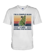 I'm a simple man like doobies and boobies V-Neck T-Shirt tile