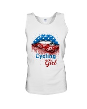 Cycling Girl American Lips Unisex Tank tile