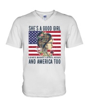 She's A Good Girl Loves Books V-Neck T-Shirt tile