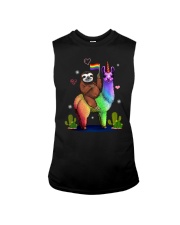 Sloth Riding Llama Lgbt Gay Lesbian Pride Sleeveless Tee tile