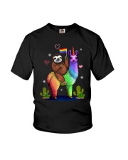 Sloth Riding Llama Lgbt Gay Lesbian Pride Youth T-Shirt tile