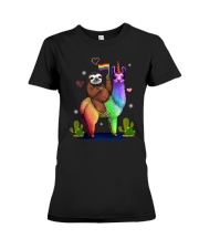 Sloth Riding Llama Lgbt Gay Lesbian Pride Premium Fit Ladies Tee tile
