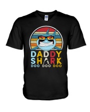 Vintage Daddy shark doo V-Neck T-Shirt tile