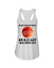 Never underestimate old lady drop acid Ladies Flowy Tank tile