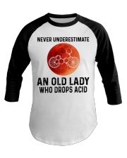Never underestimate old lady drop acid Baseball Tee tile