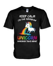 Funny Rainbow Flag Unicorn LGBT Gay Pride Gift V-Neck T-Shirt tile