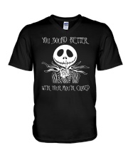 You Sound Better With Your Mouth Closed V-Neck T-Shirt tile