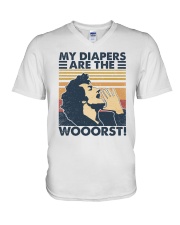 My Diapers Are The Wooorst V-Neck T-Shirt tile